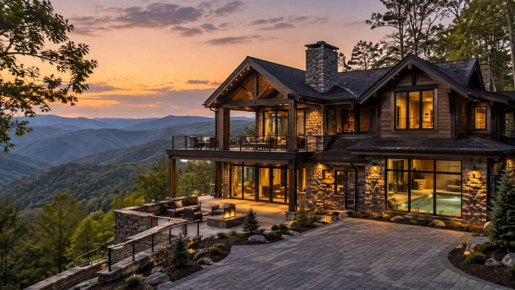 Luxury Great Smoky Mountains investment property with mountain views and indoor pool