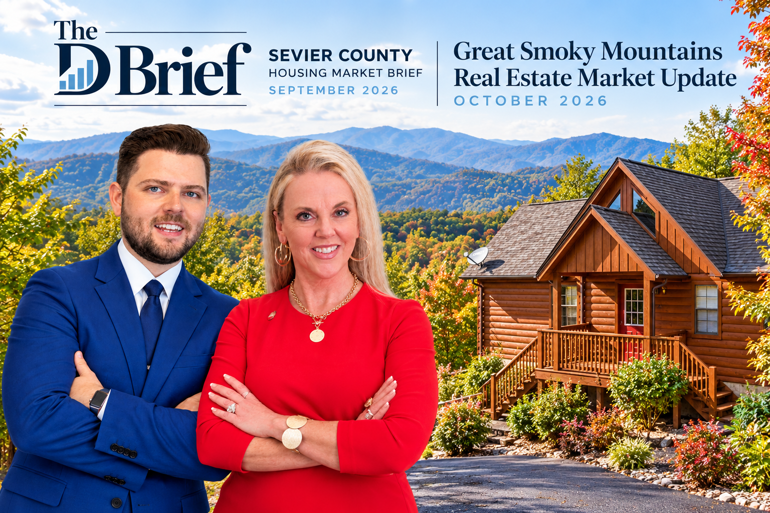 Penny and Devin Cowell of Monarch Realty LLC presenting The D Brief October 2026 Great Smoky Mountains real estate market update.
